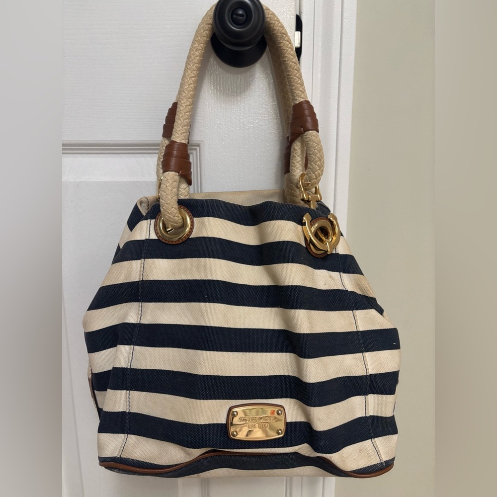 Michael Kors Striped Nautical Canvas Tote Bag